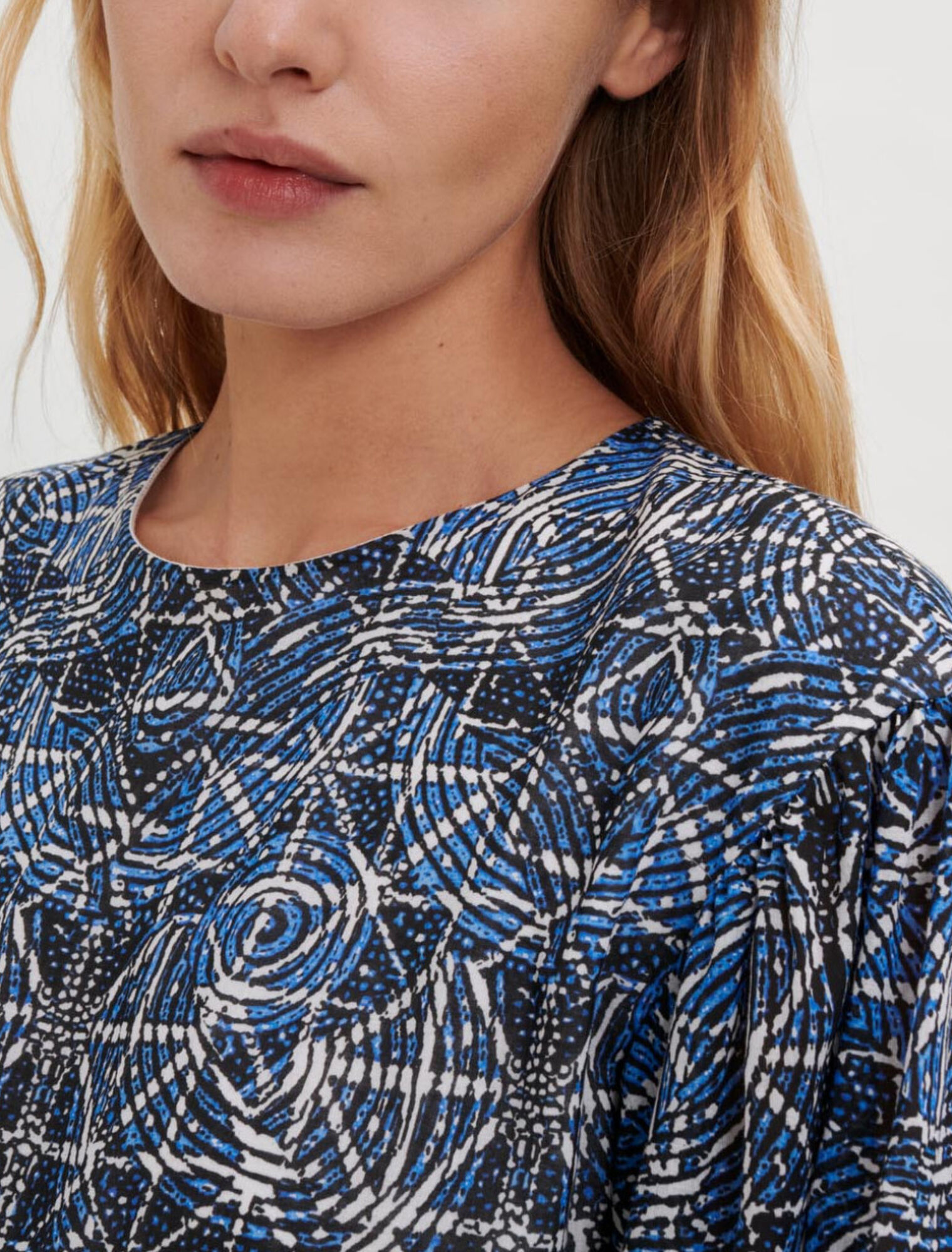 Robe en voile de coton en mix d'imprimés
