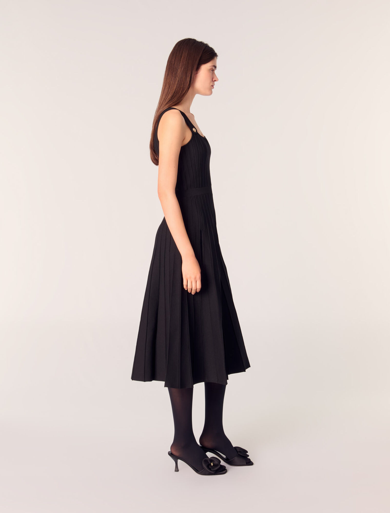 Robe midi en maille plissée