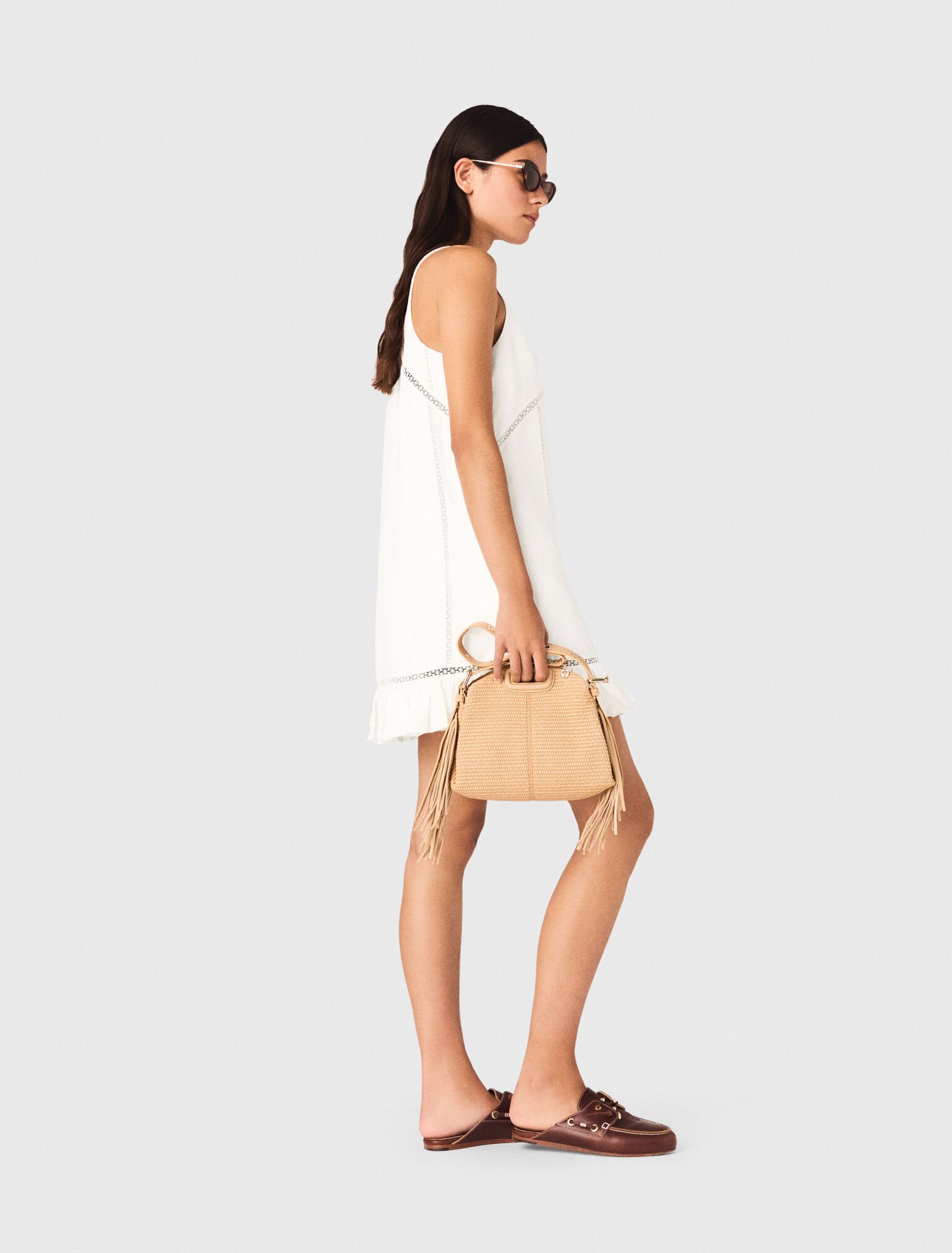 Robe en lin m&eacute;lang&eacute; et broderie