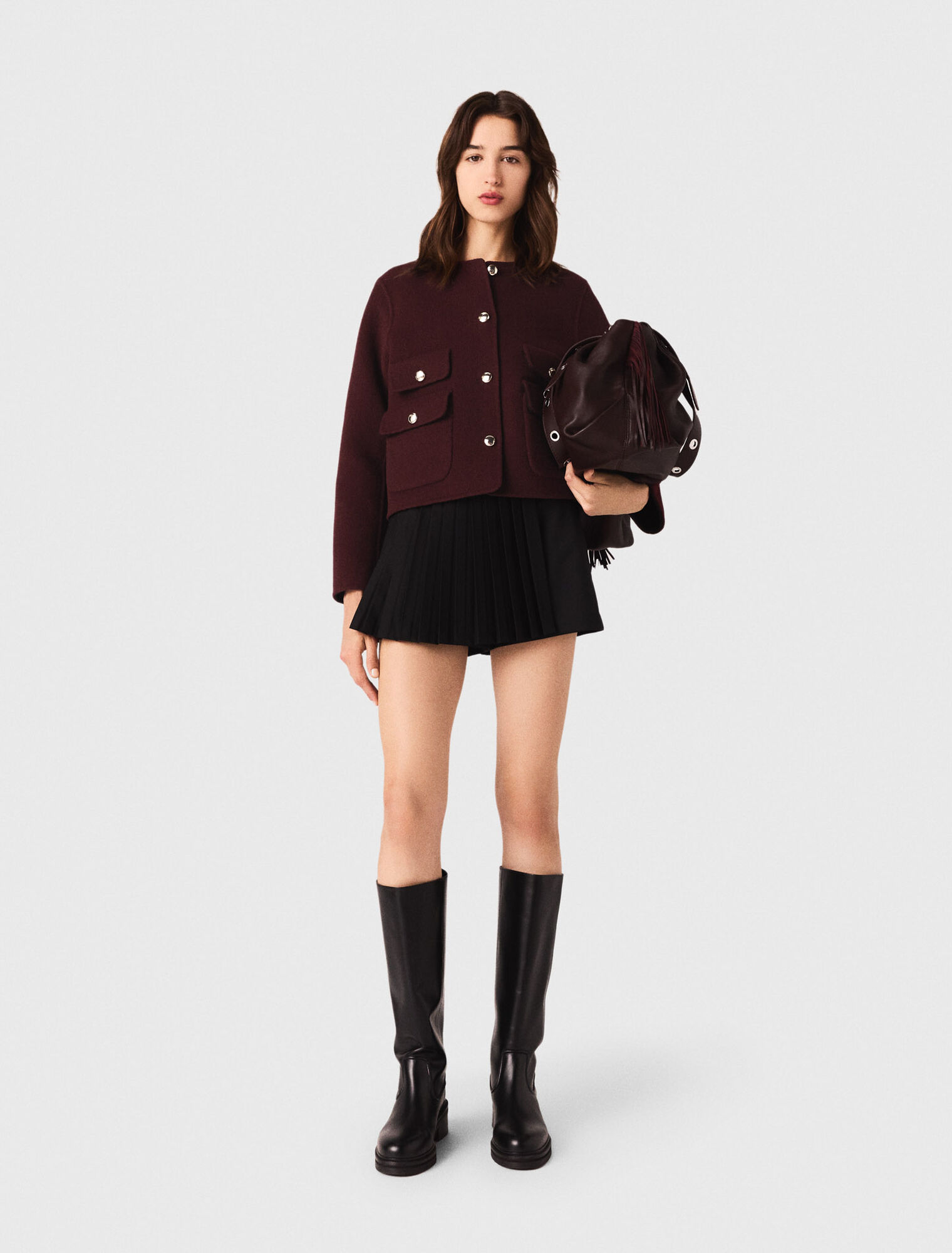 Short droit plissé