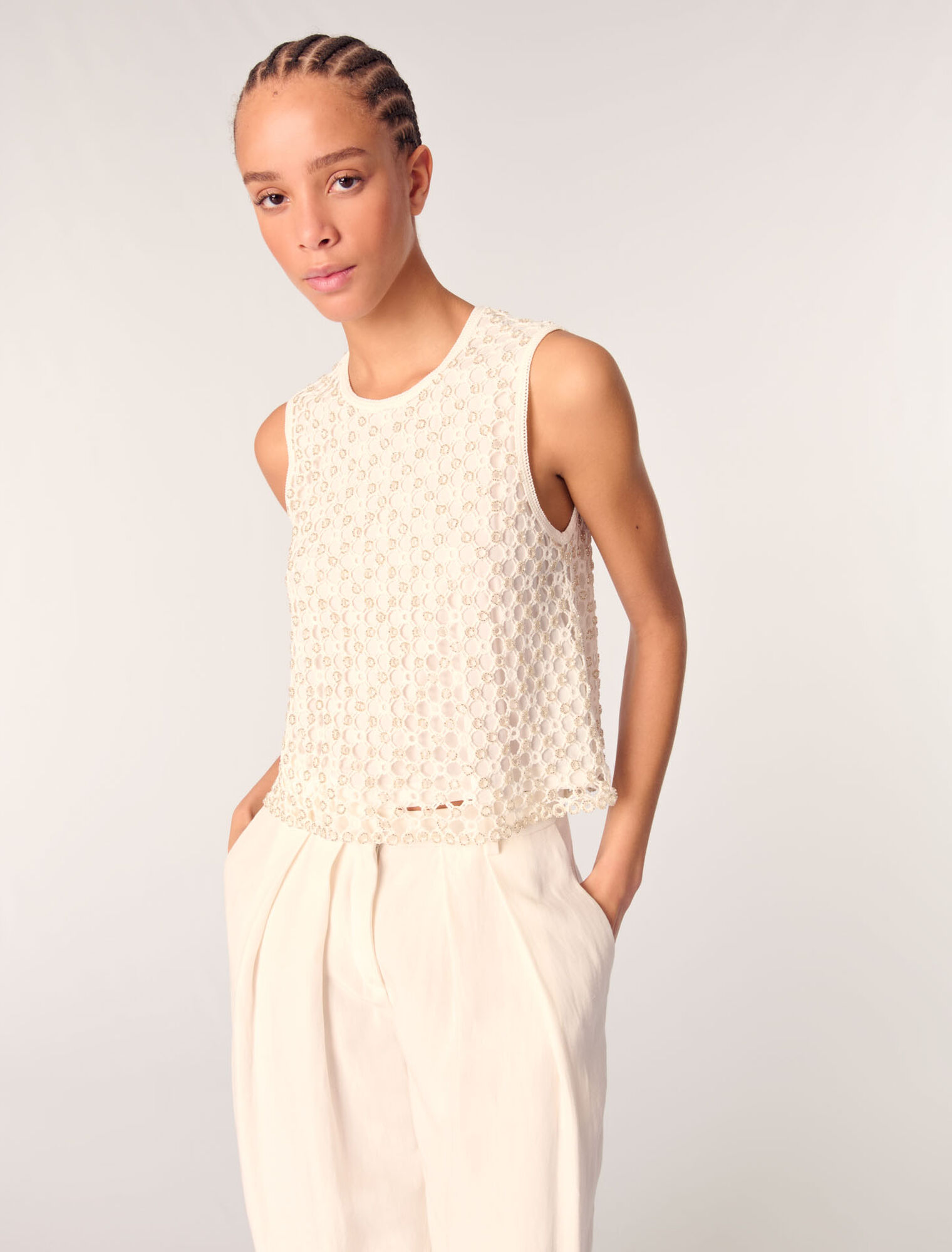 Top en crochet avec perles