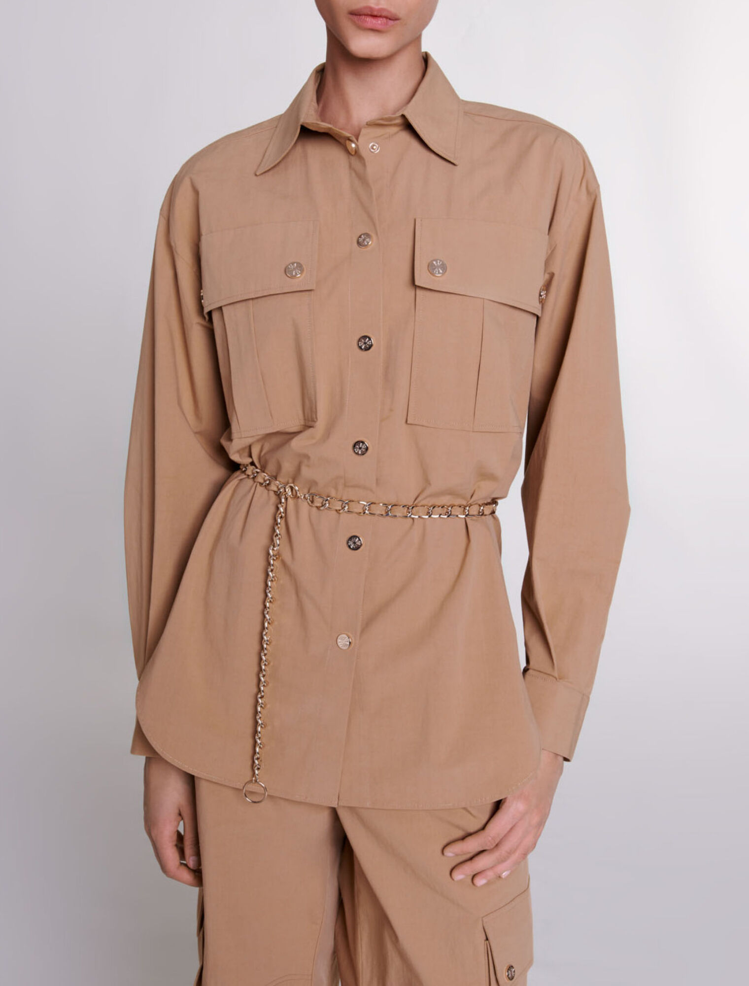 Chemise longue ceinturée