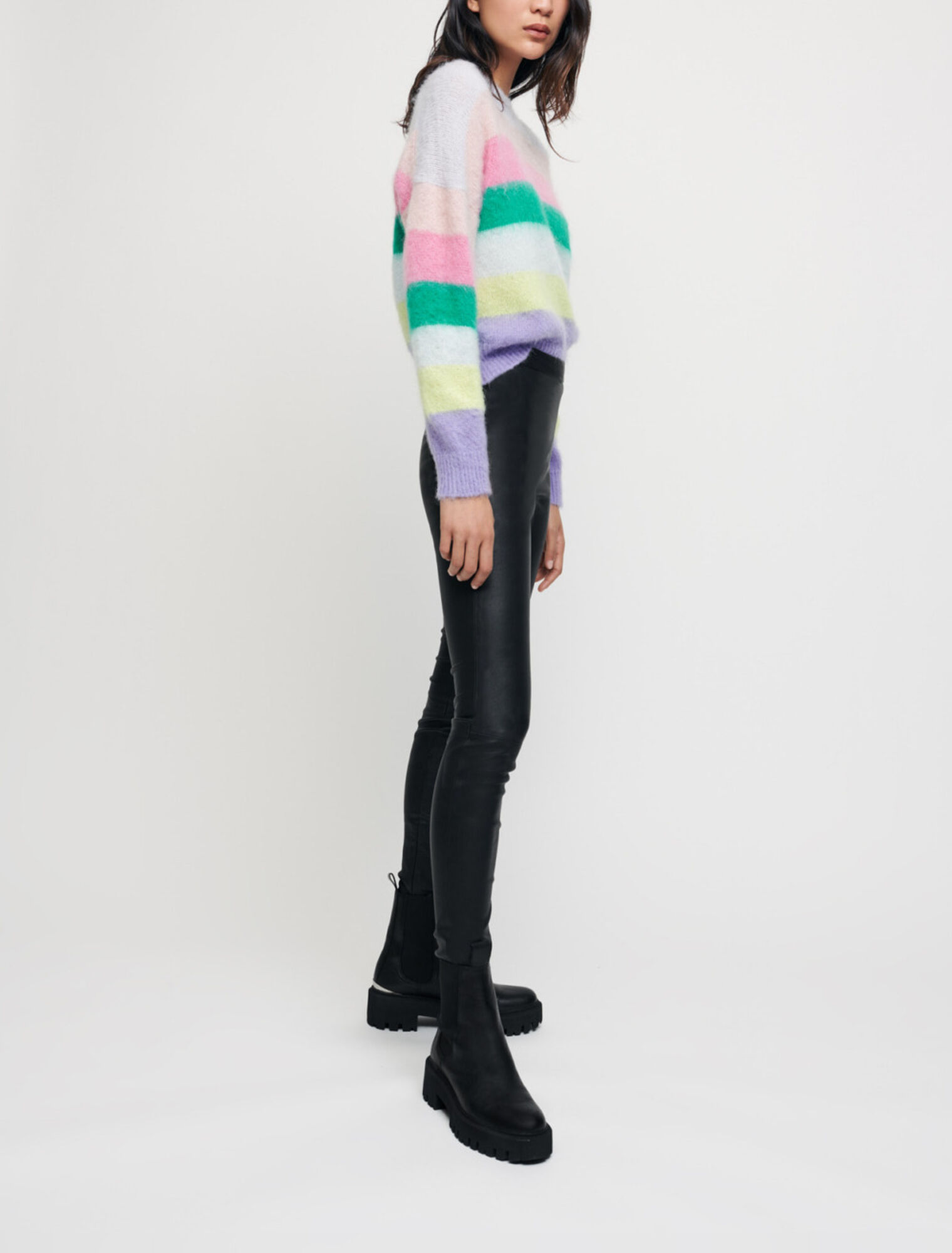 Legging en cuir stretch taille haute