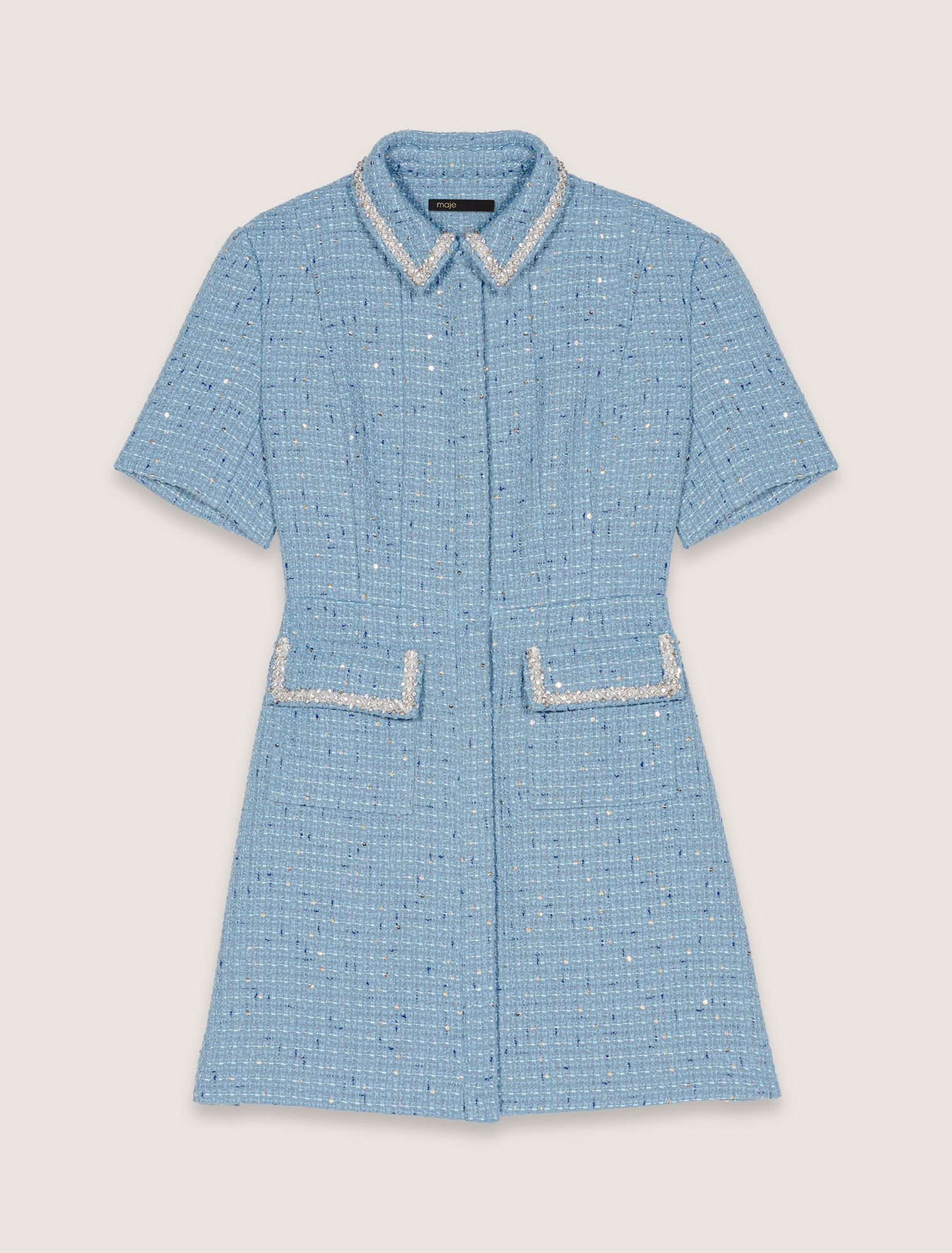 Robe courte en tweed à sequins