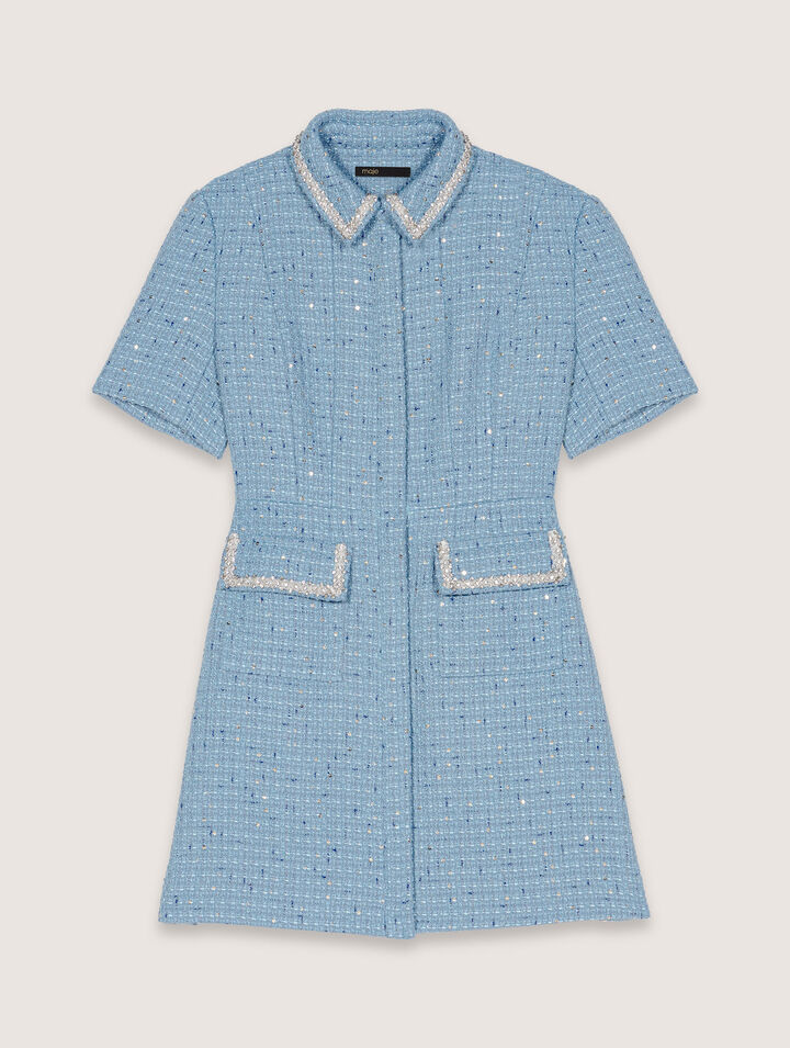 Robe courte en tweed à sequins