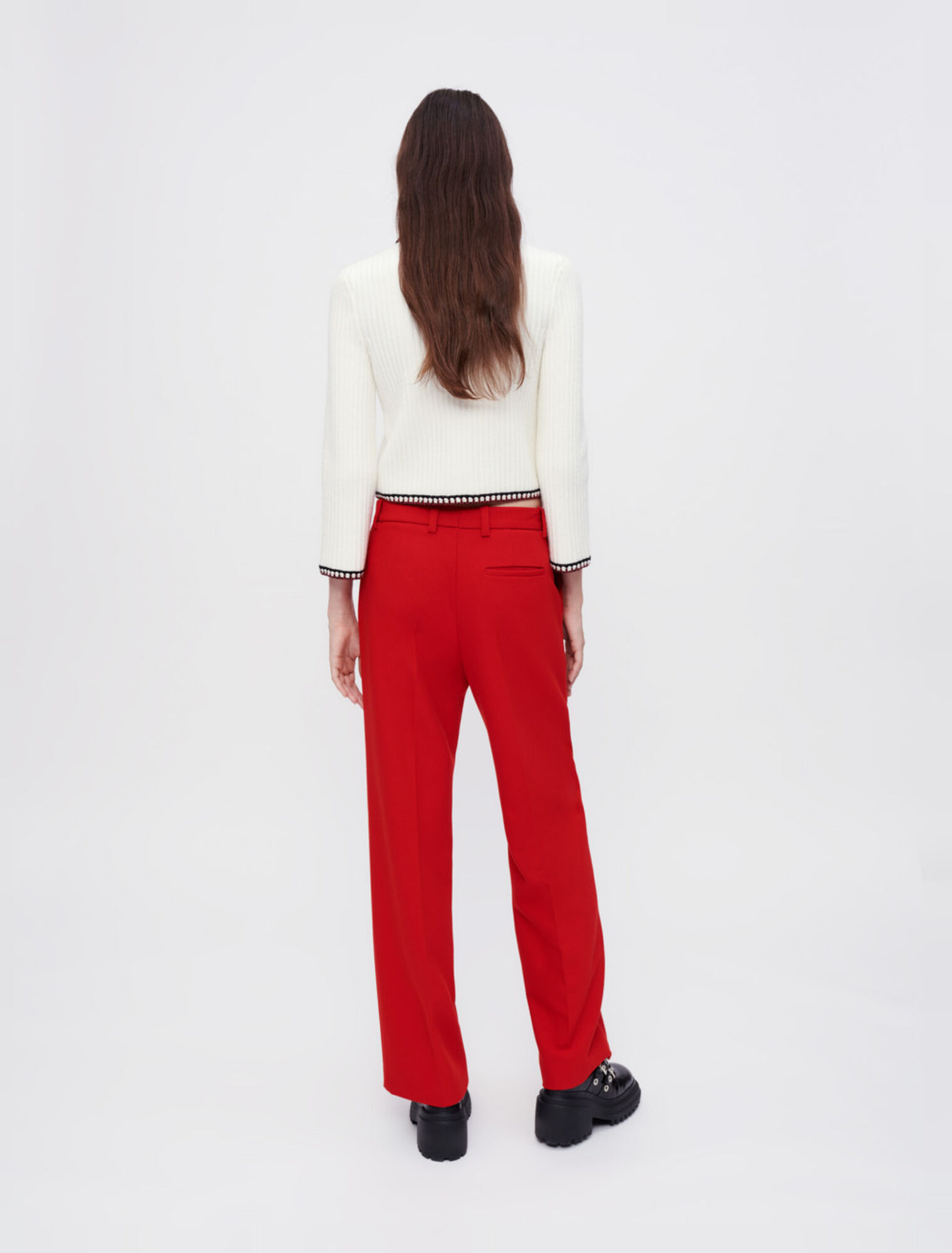 Pantalon tailleur large rouge