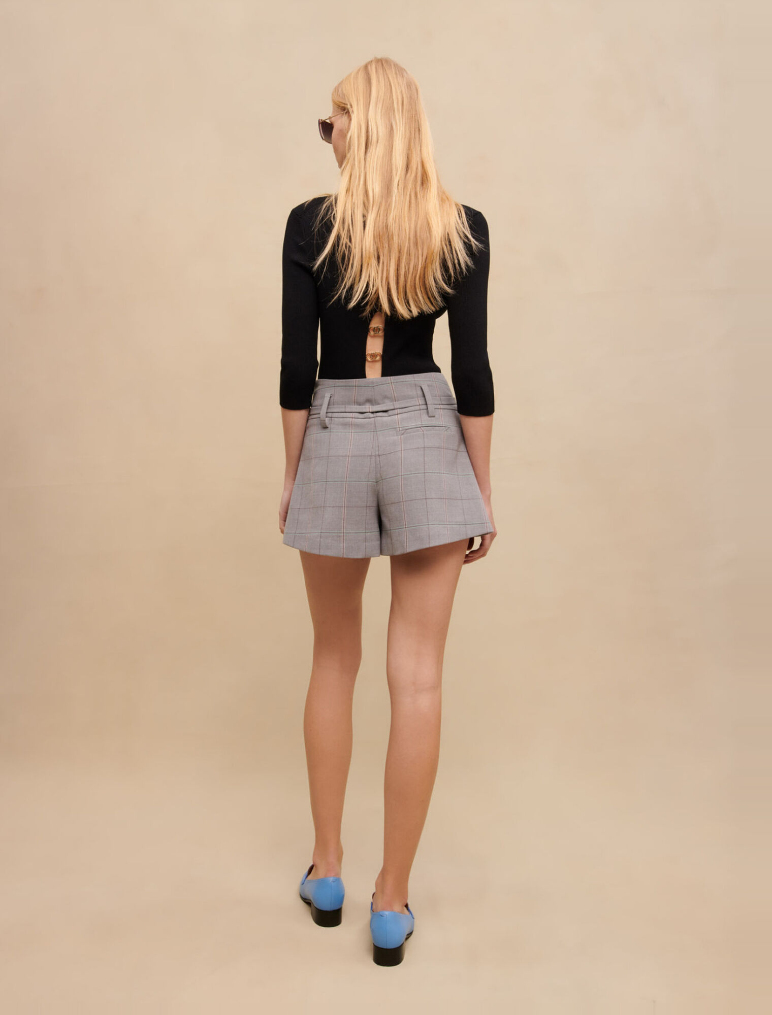Mini short à carreaux gris