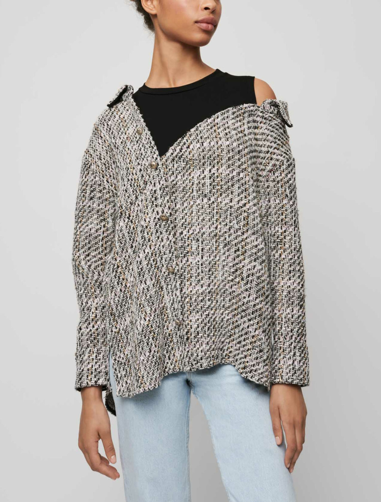Chemise trompe-l'œil façon tweed