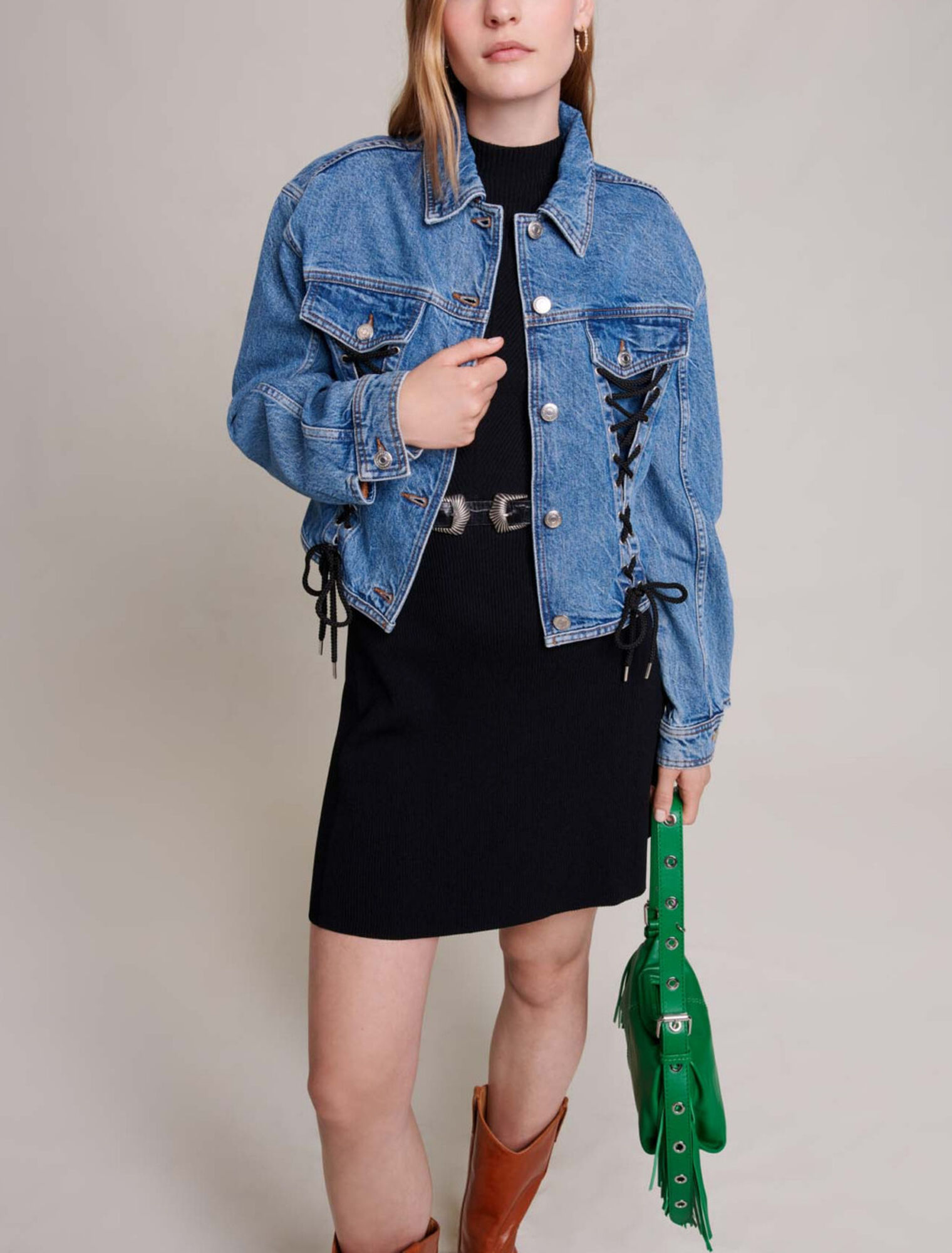 Blouson en jean à laçage