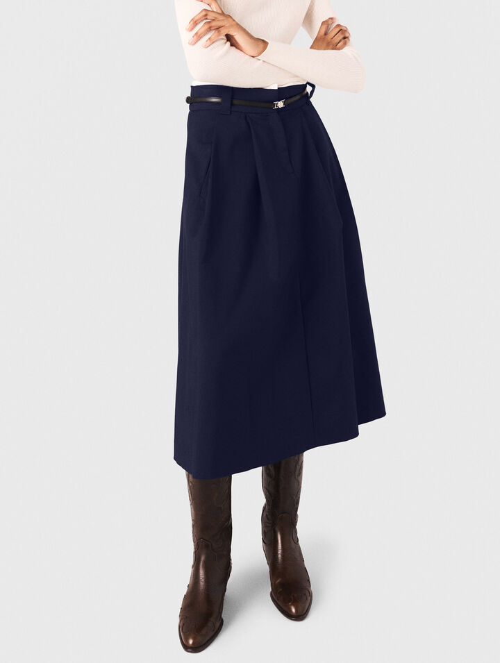 Jupe longue en coton avec ceinture 