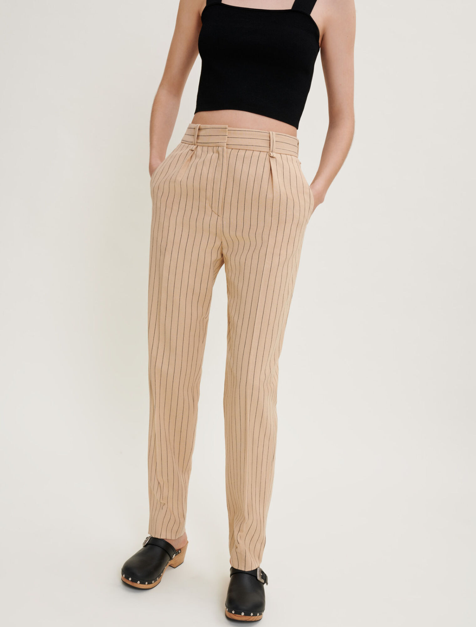 Pantalon ajusté à rayures