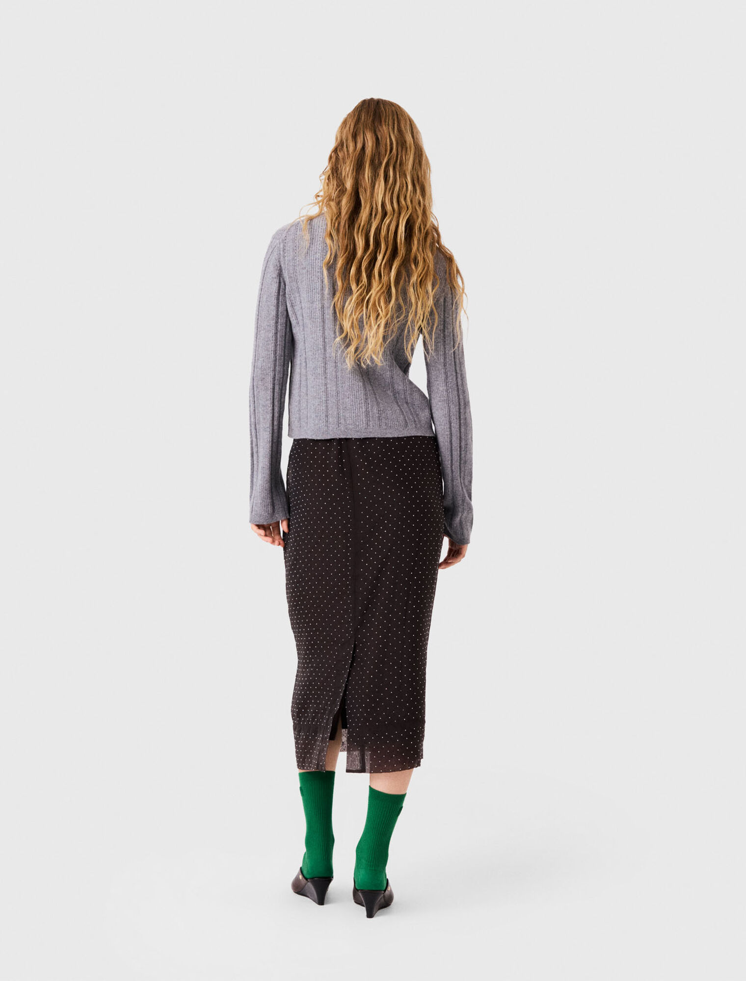 Jupe midi strass&eacute;e