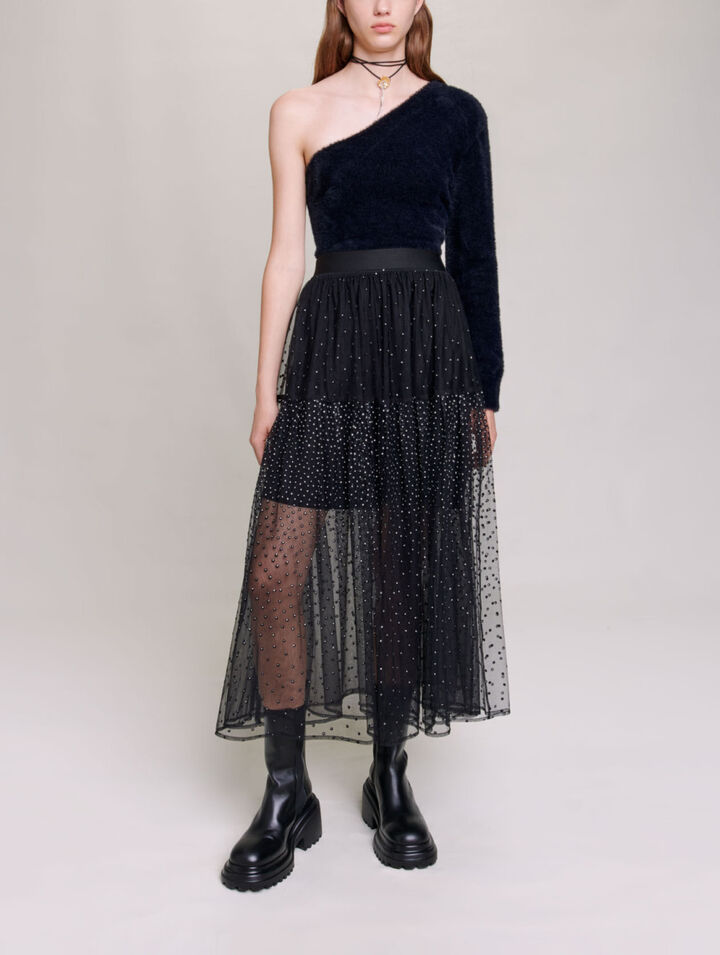 Jupe longue en tulle à pois glitter