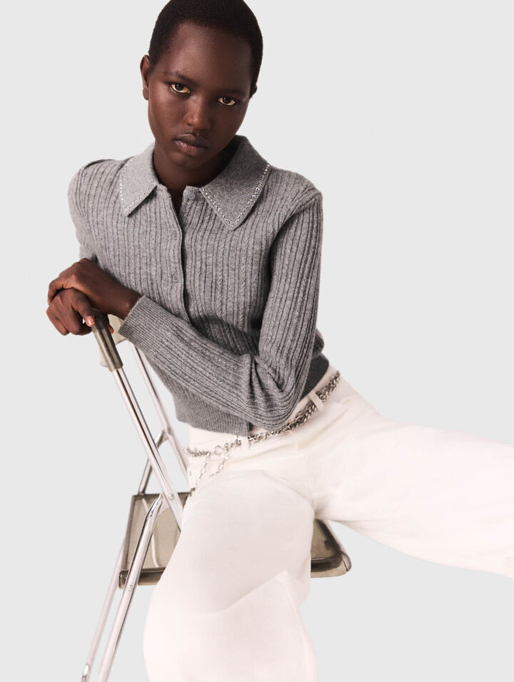 Cardigan avec col strassé