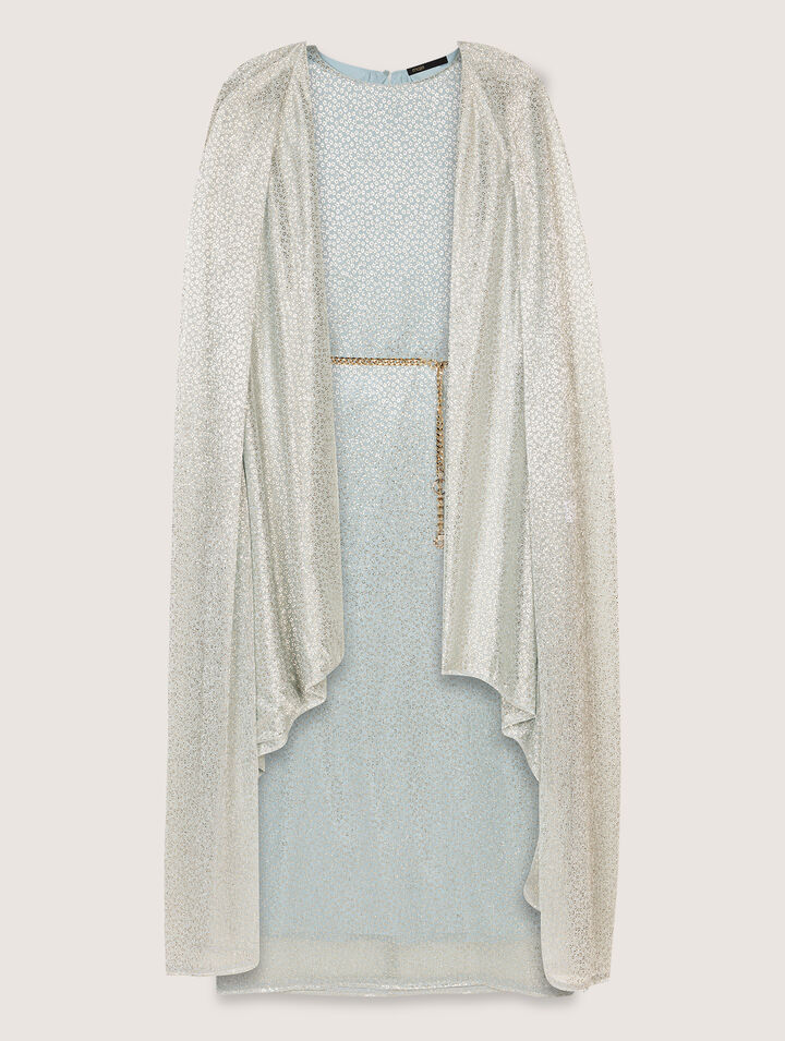 Robe longue à cape en lurex