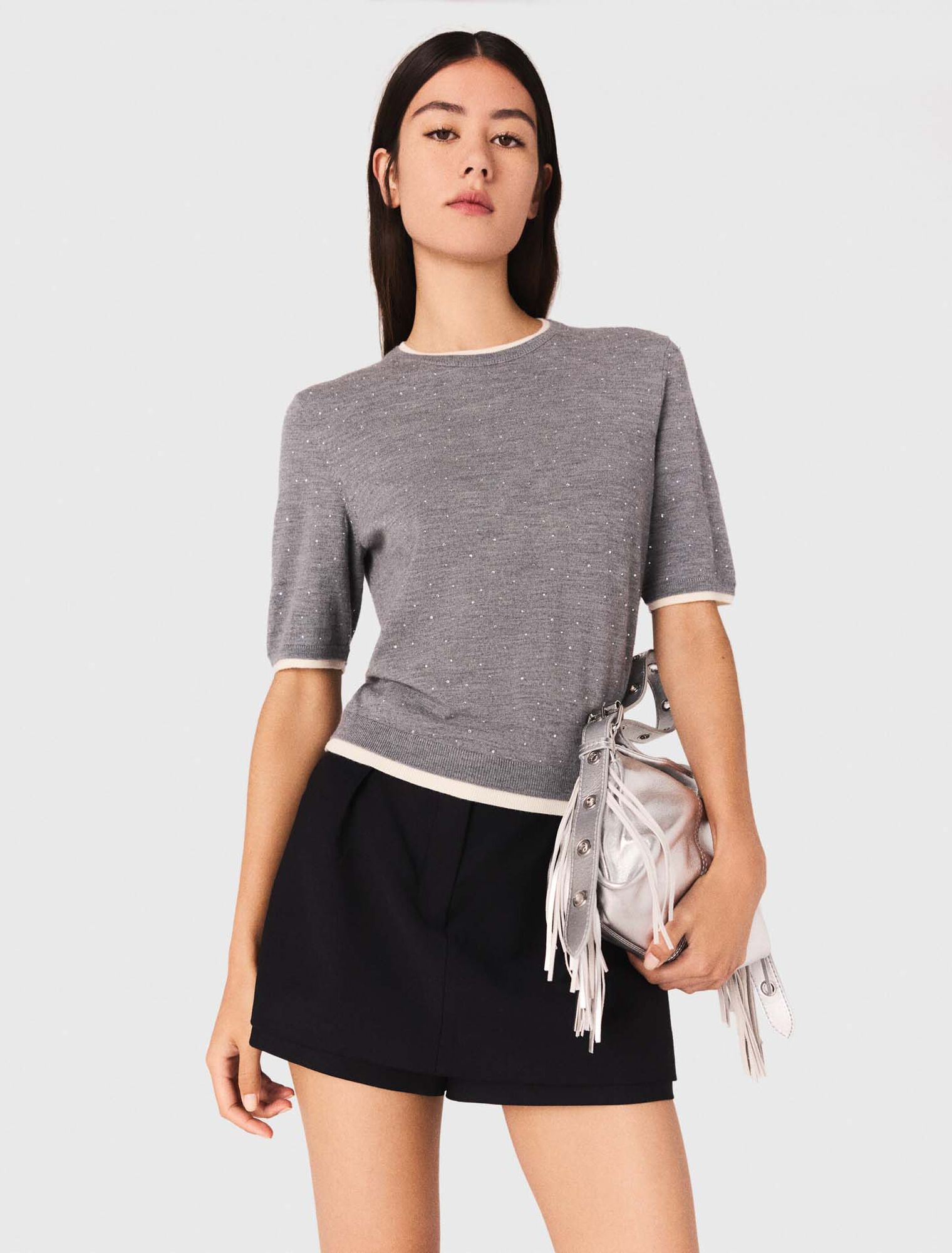 Pull 100% laine à manches courtes