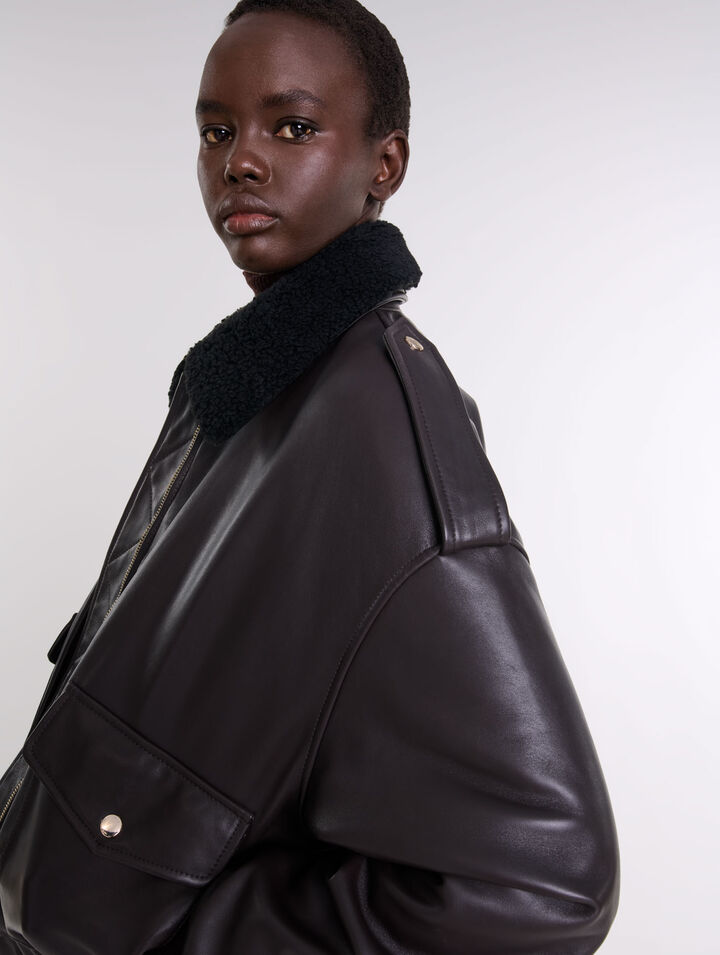 Blouson oversize en cuir