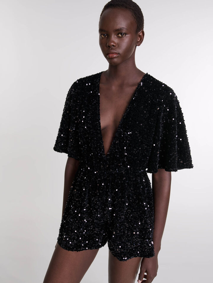Combishort velours et sequins