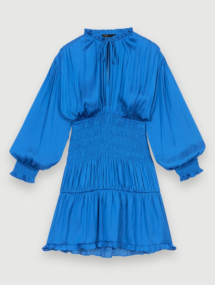 Robe Smockée Bleue - Maje