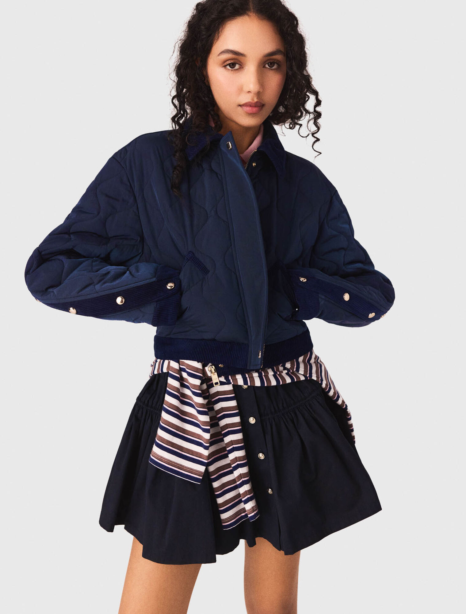 Blouson matelass&eacute; &agrave; d&eacute;tails velours