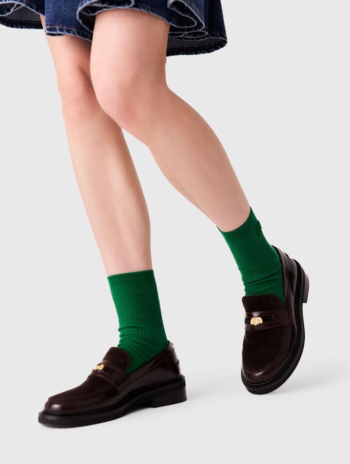 Mocassins en mix cuir et su&egrave;de