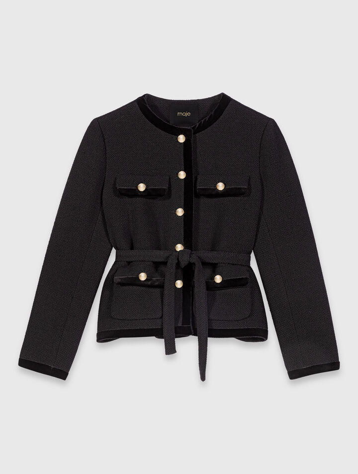 Veste longue en tweed