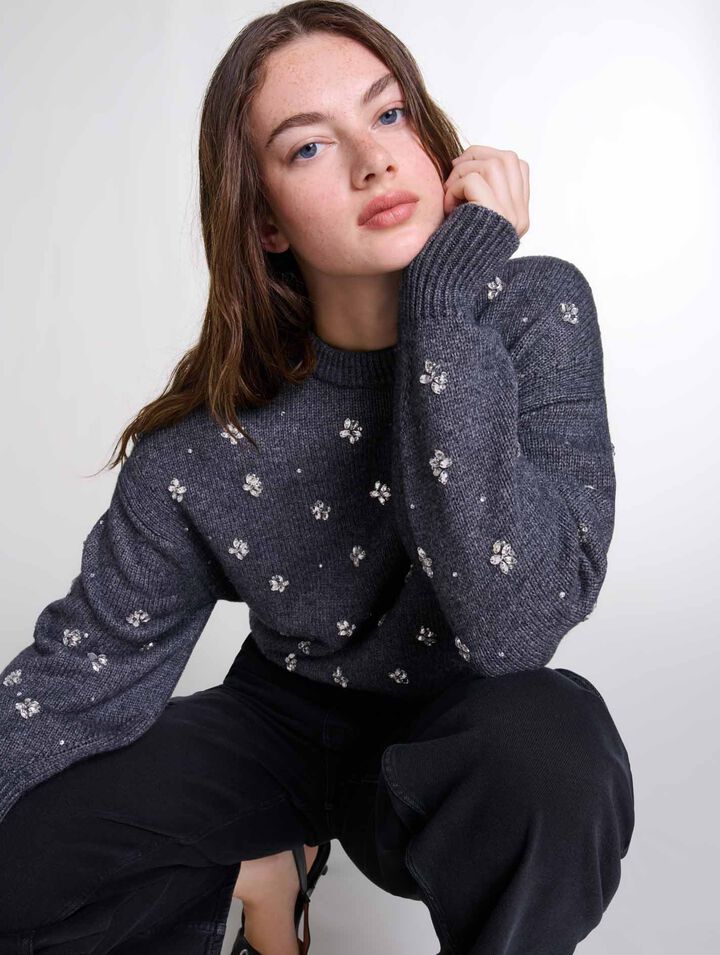 Pull en maille à strass