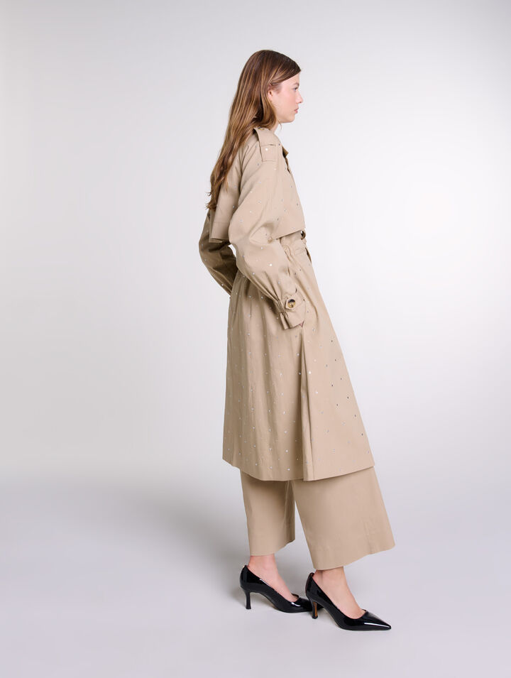 Trench clouté taille élastiquée