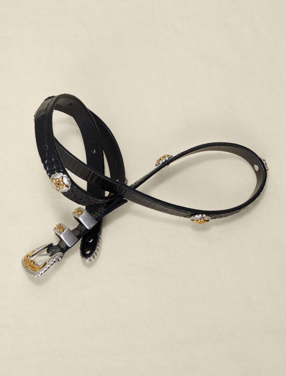 Ceinture fine western en cuir