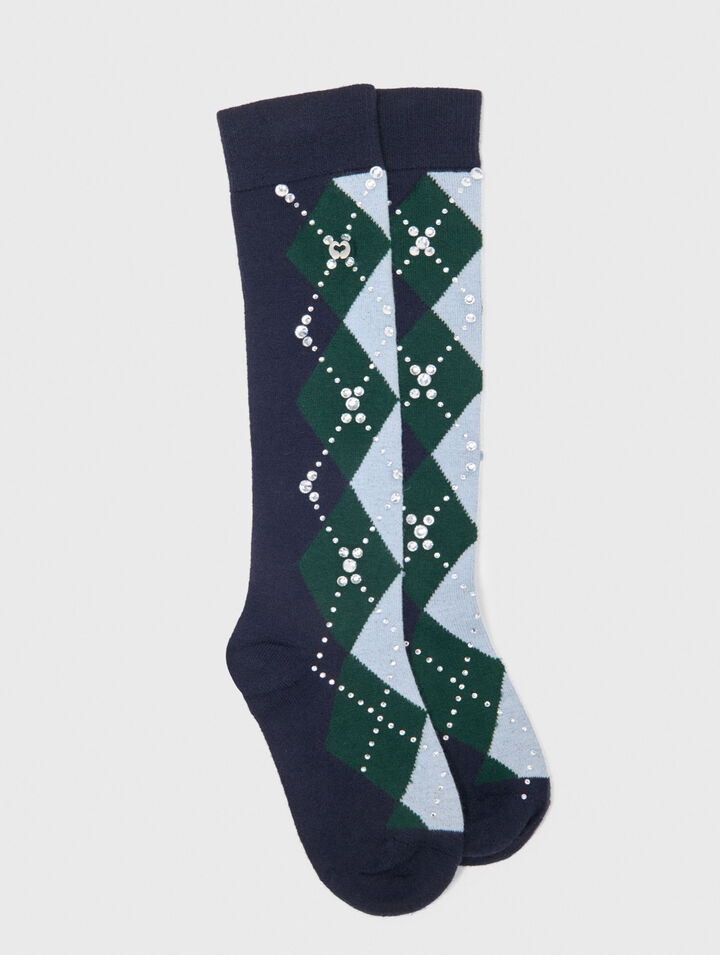 Chaussettes hautes argyle en laine