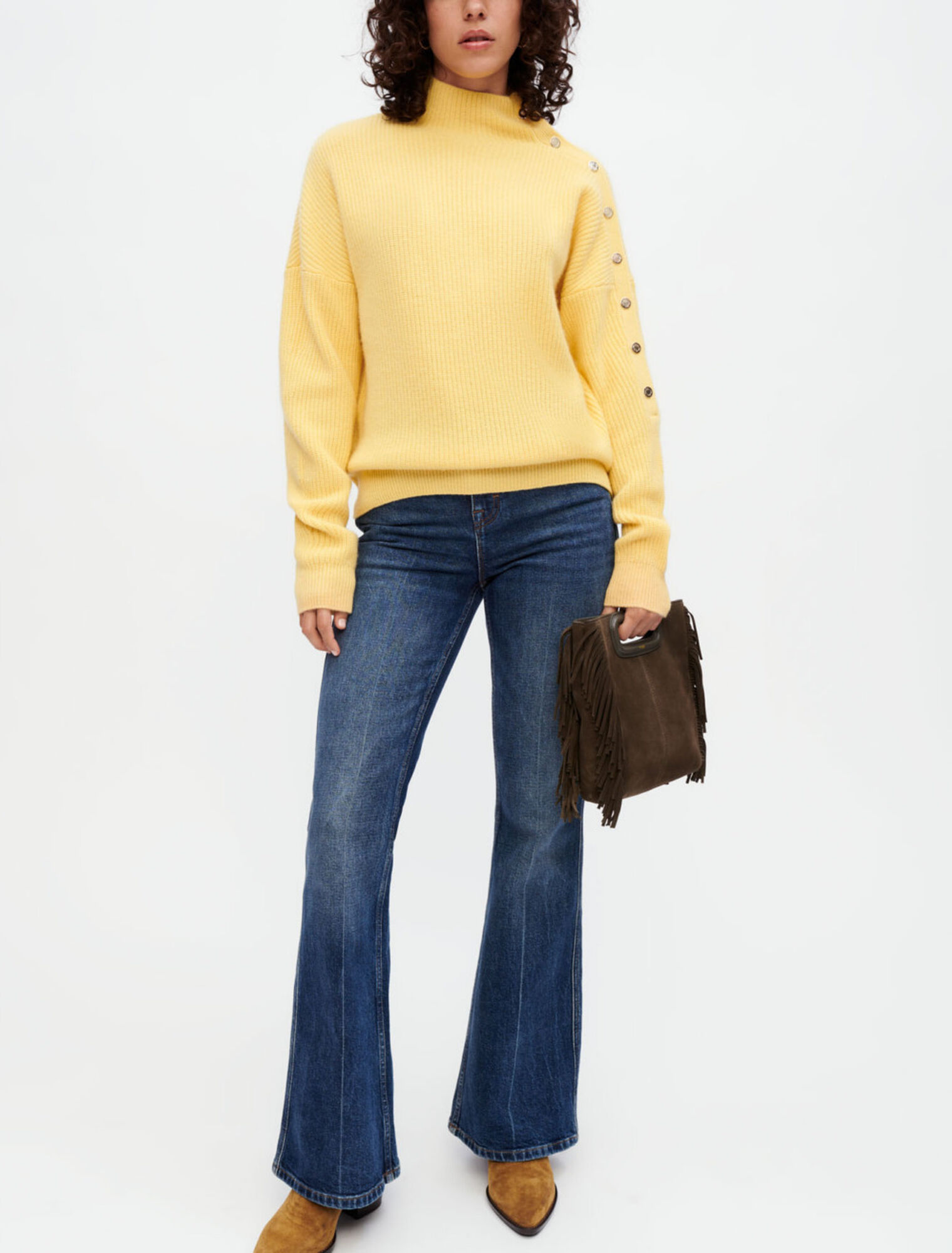 Pull en cachemire avec pressions dorés