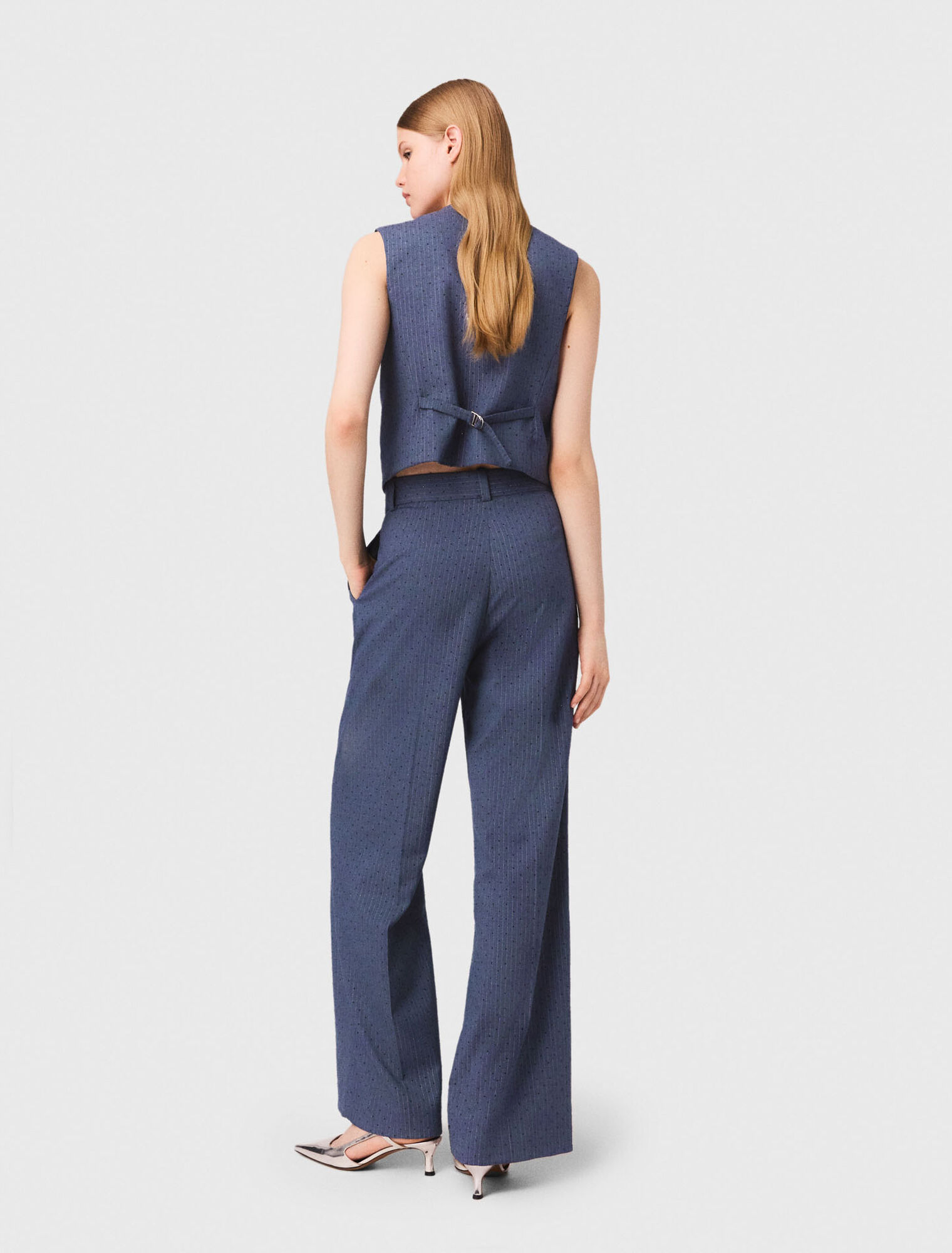 Pantalon tailleur à strass
