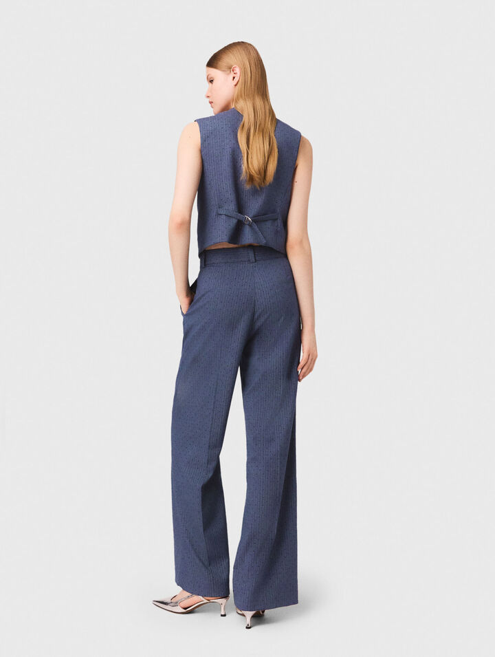 Pantalon tailleur à strass
