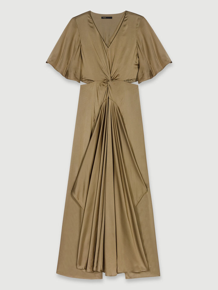 Robe longue satinée ajourée