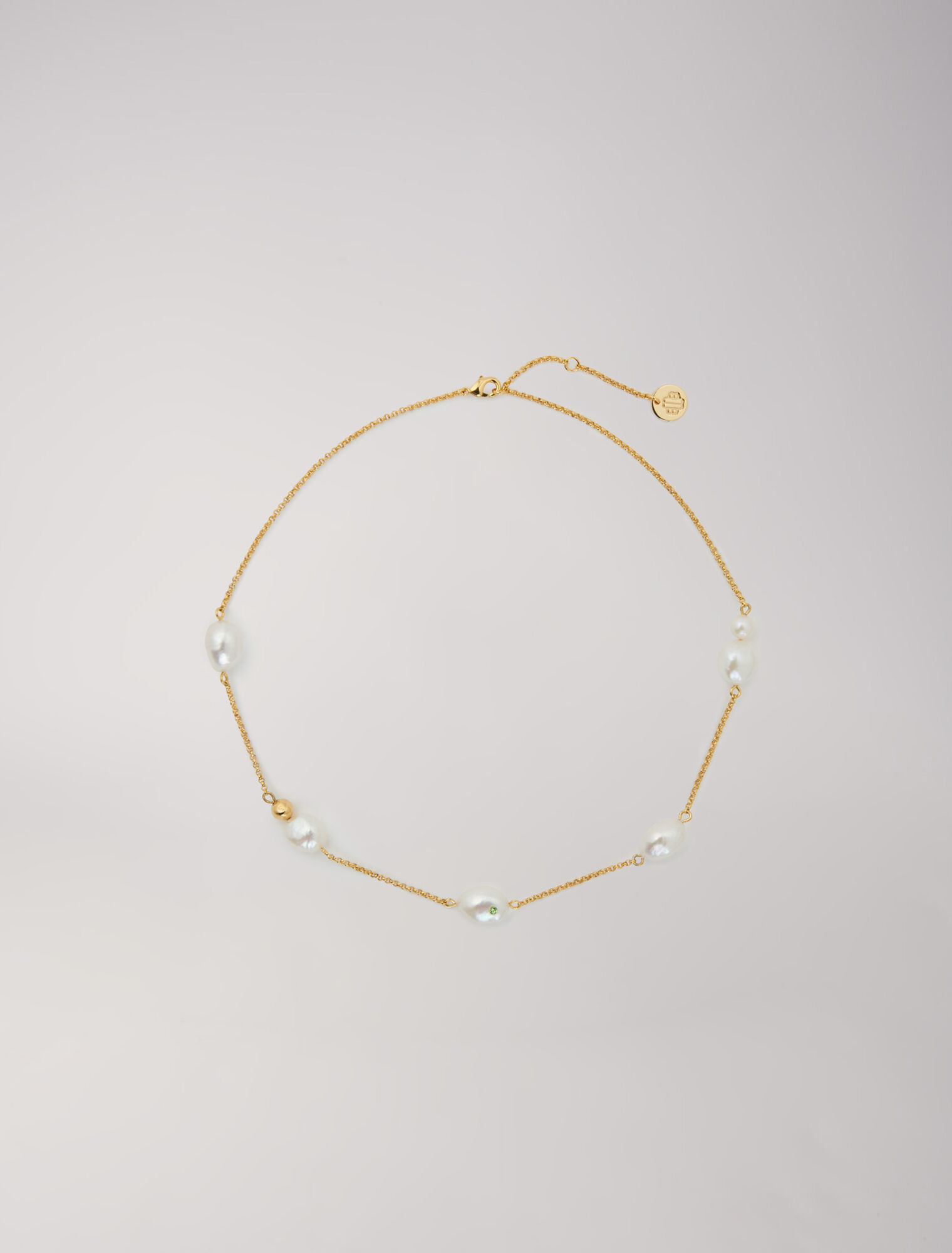 Collier doré chaîne et perles