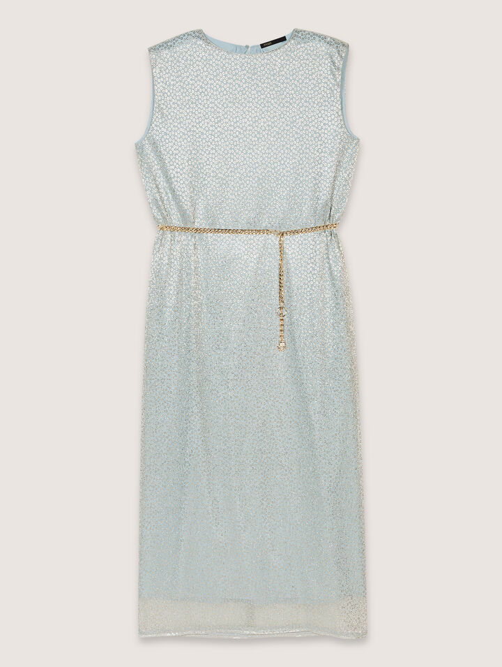 Robe longue à cape en lurex