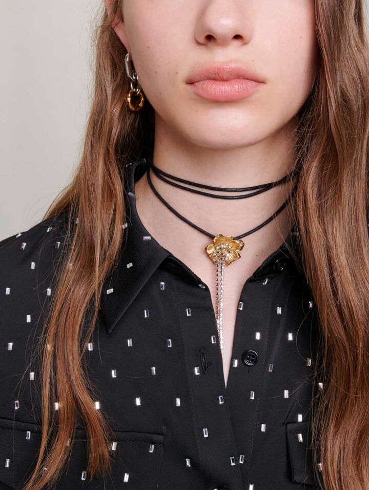 Chemise satinée à strass
