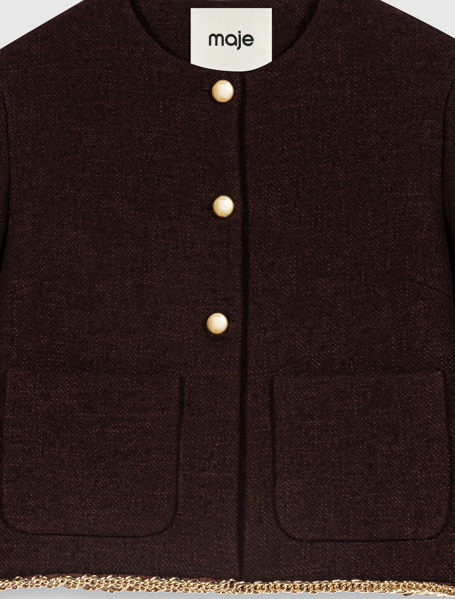 Veste en tweed avec un galon cha&icirc;ne