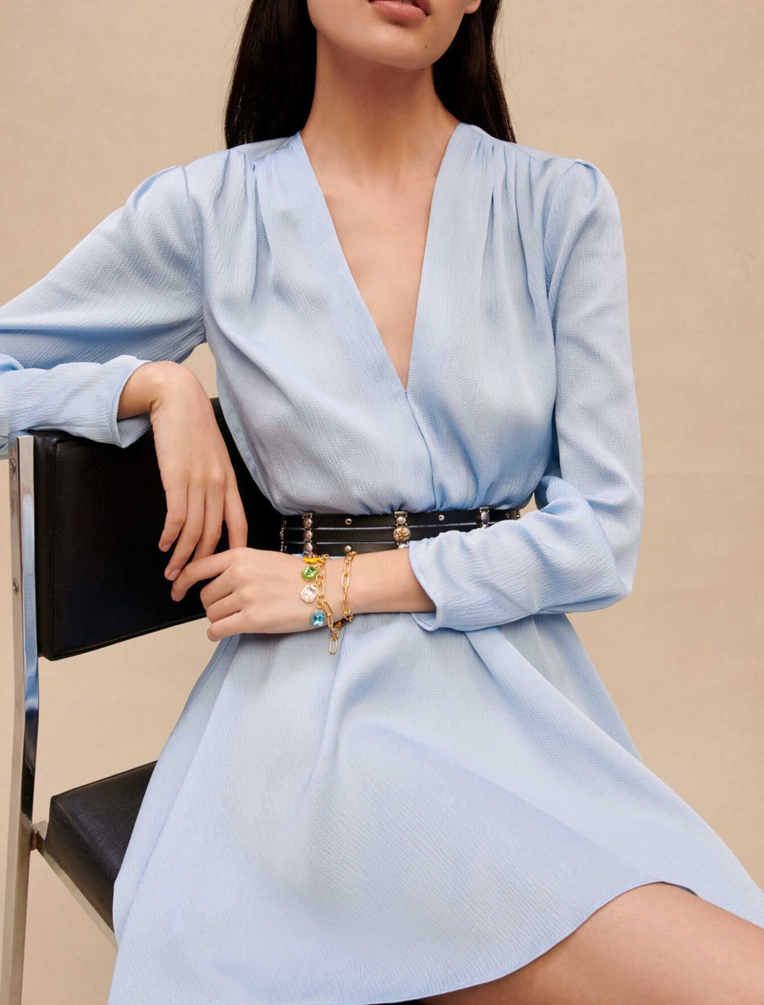 Robe bleu ciel cintrée