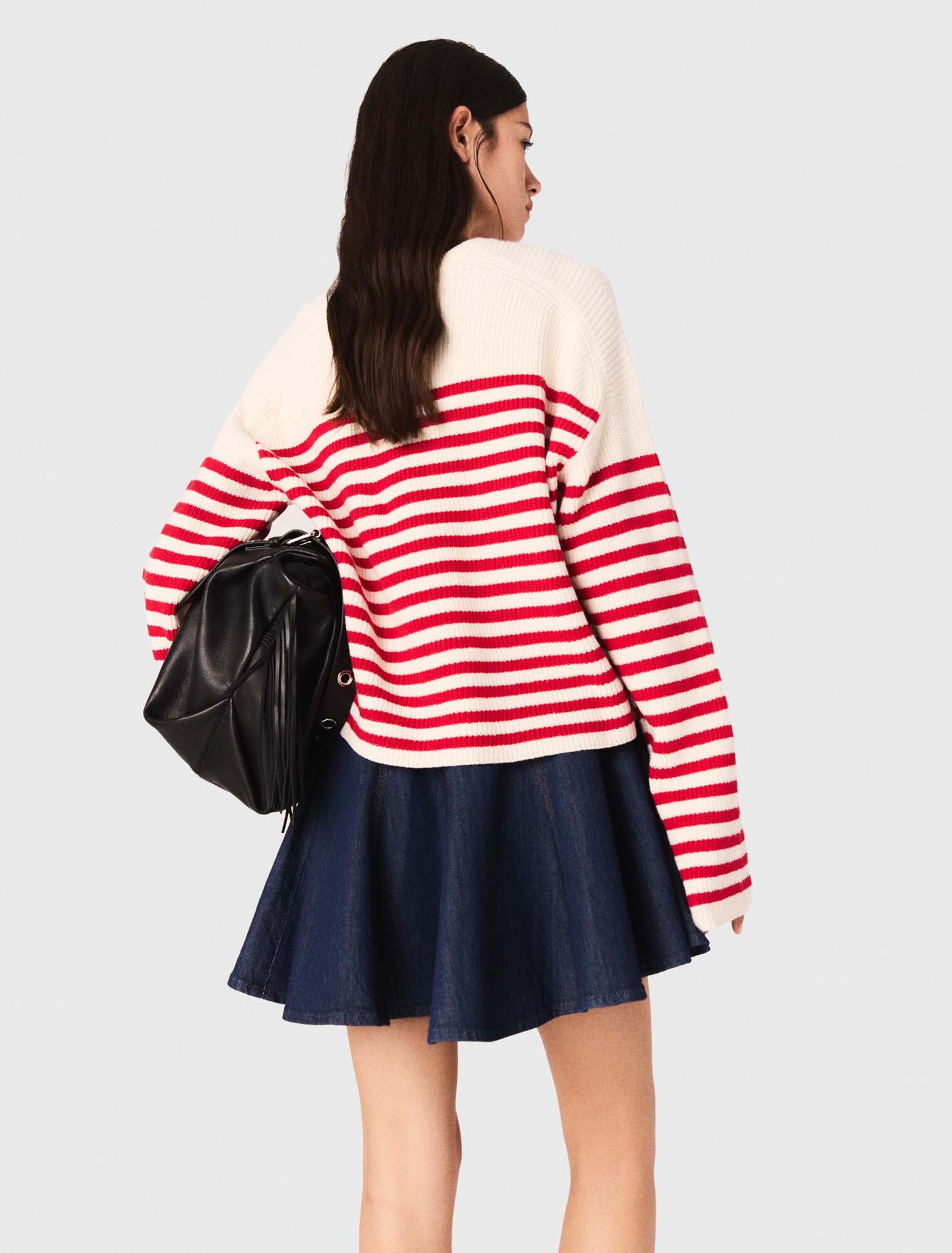 Pull rayé en maille côtelée