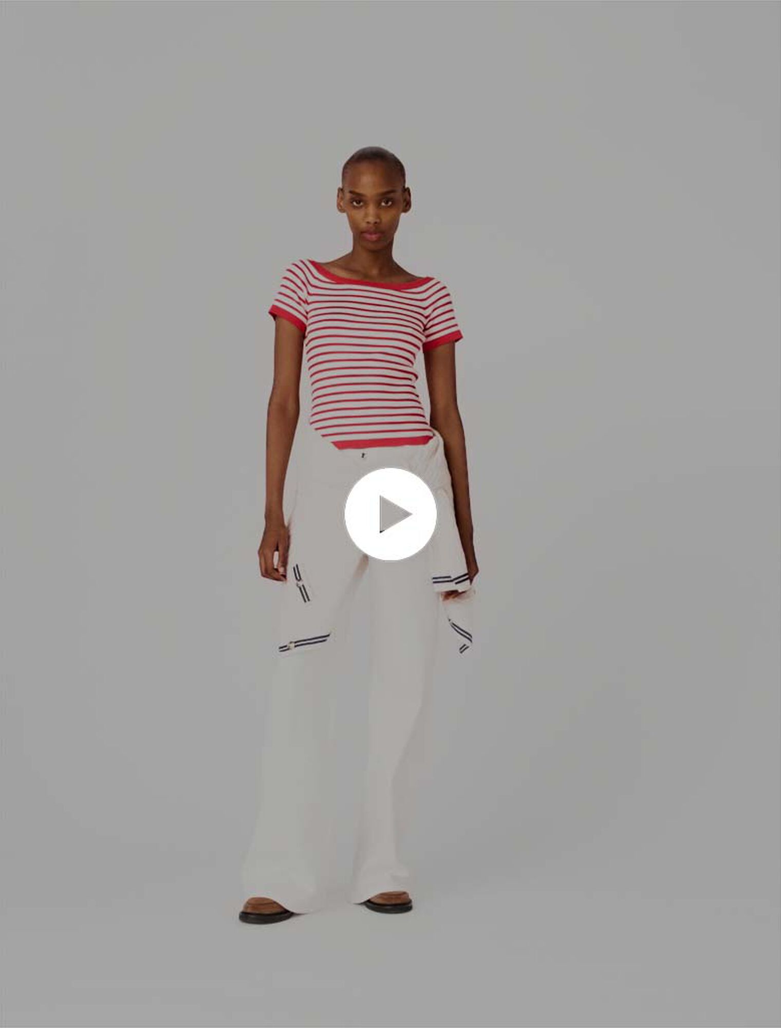 Top en maille ray&eacute; &agrave; col bateau