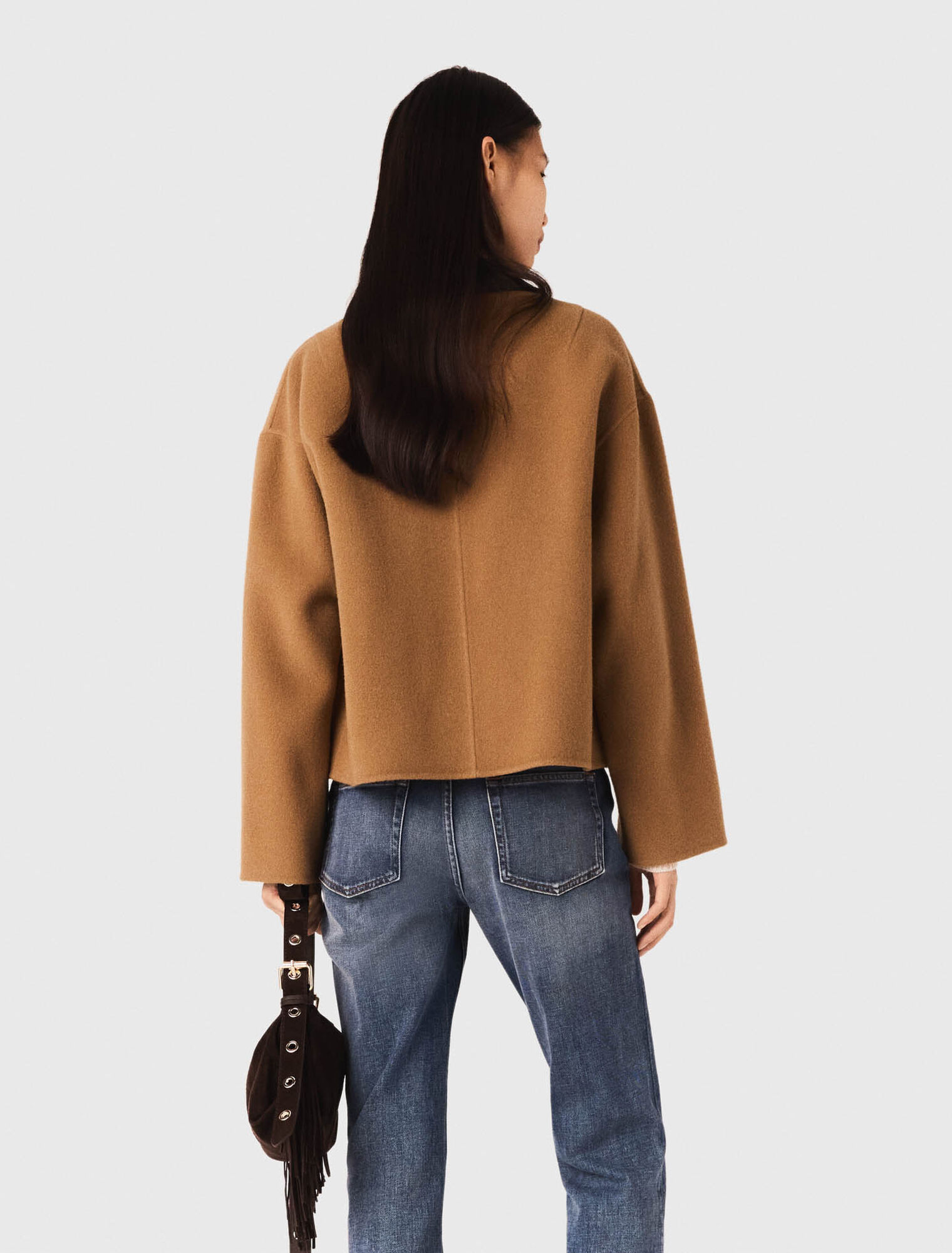 Manteau double face et col en cuir