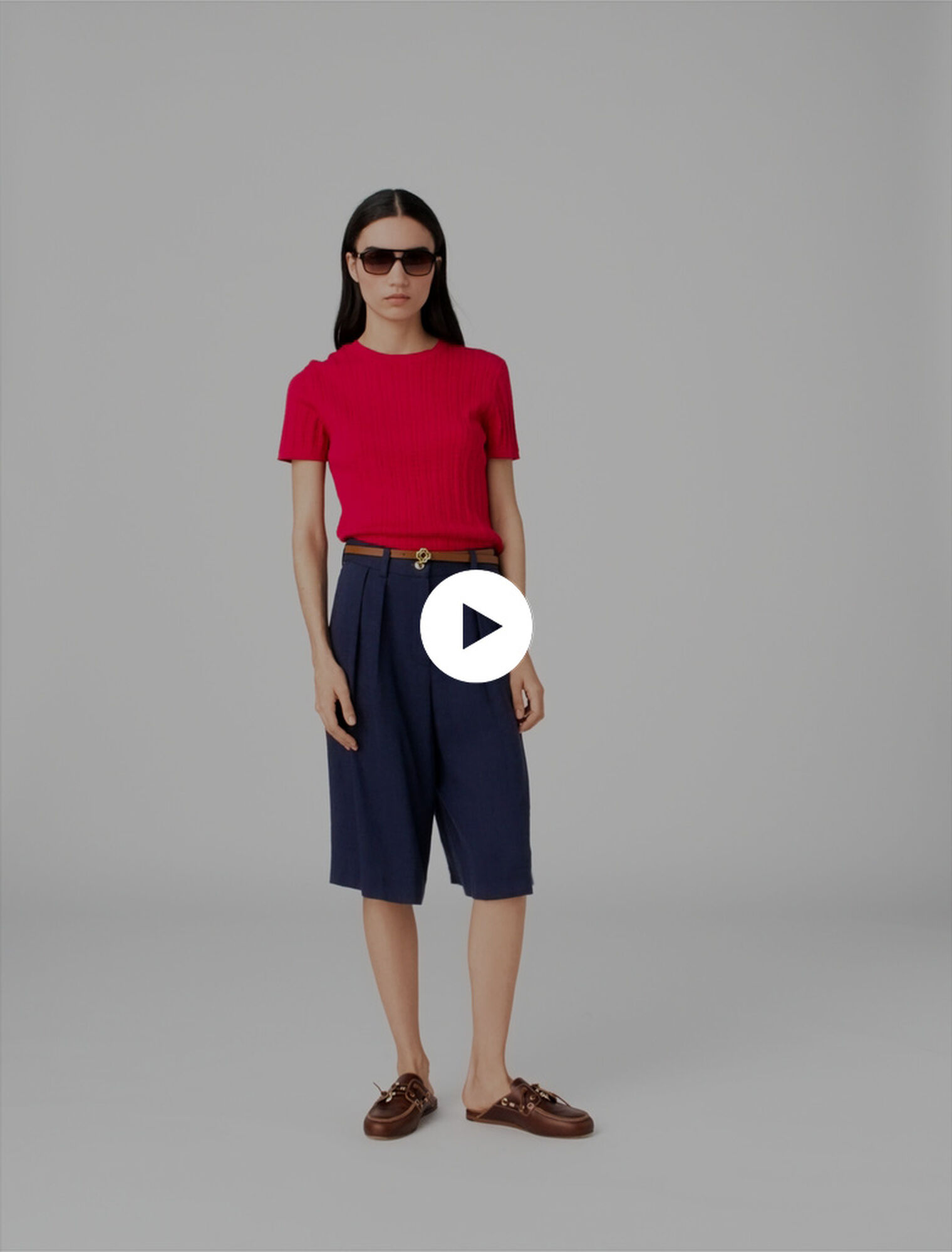 Bermudas en lin m&eacute;lang&eacute;