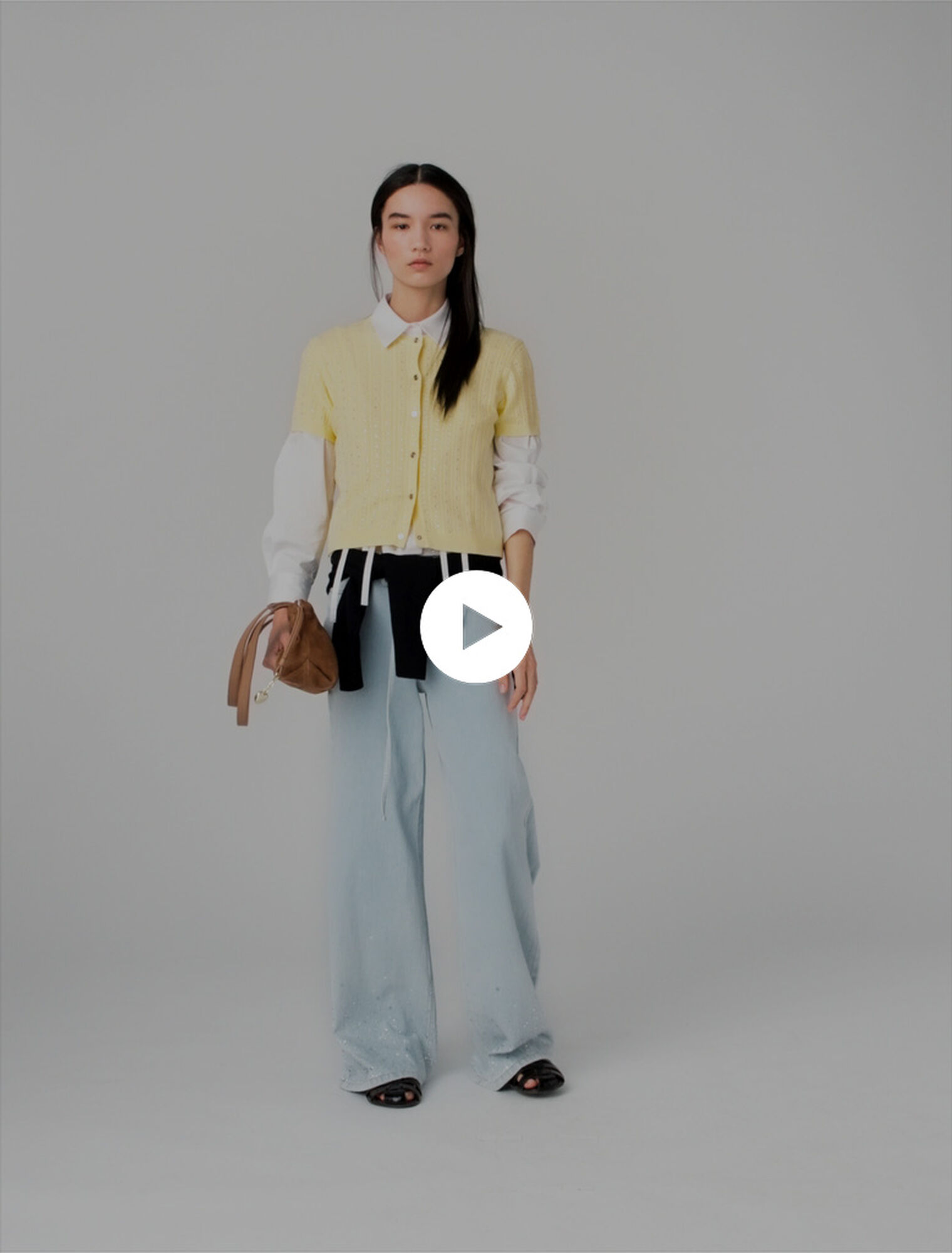 Cardigan &agrave; col rond strass&eacute;