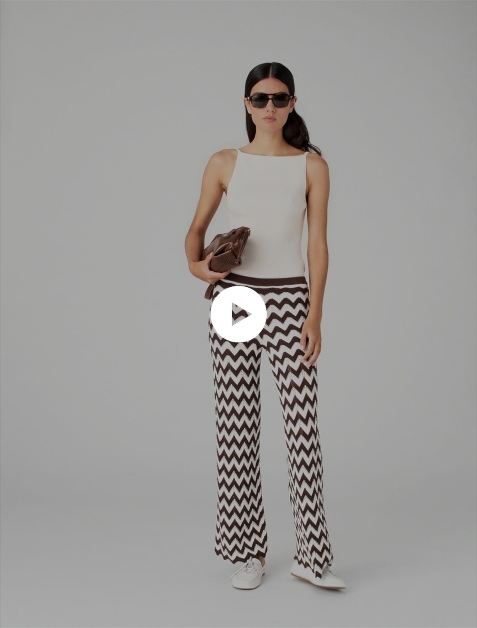 Pantalon en crochet &agrave; motif zigzag