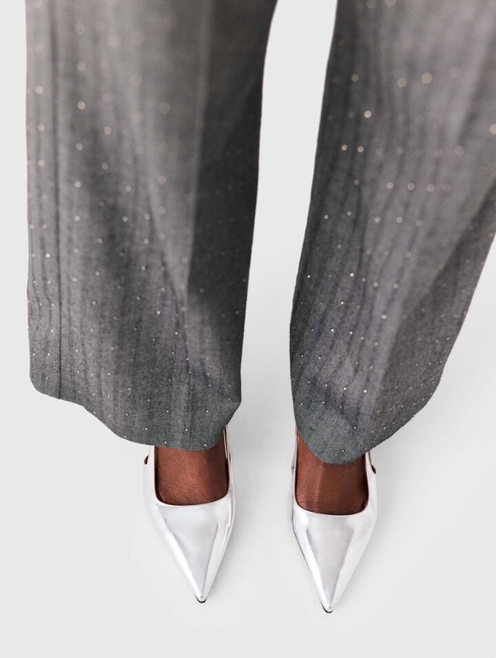 Escarpins &agrave; brides en cuir argent&eacute;