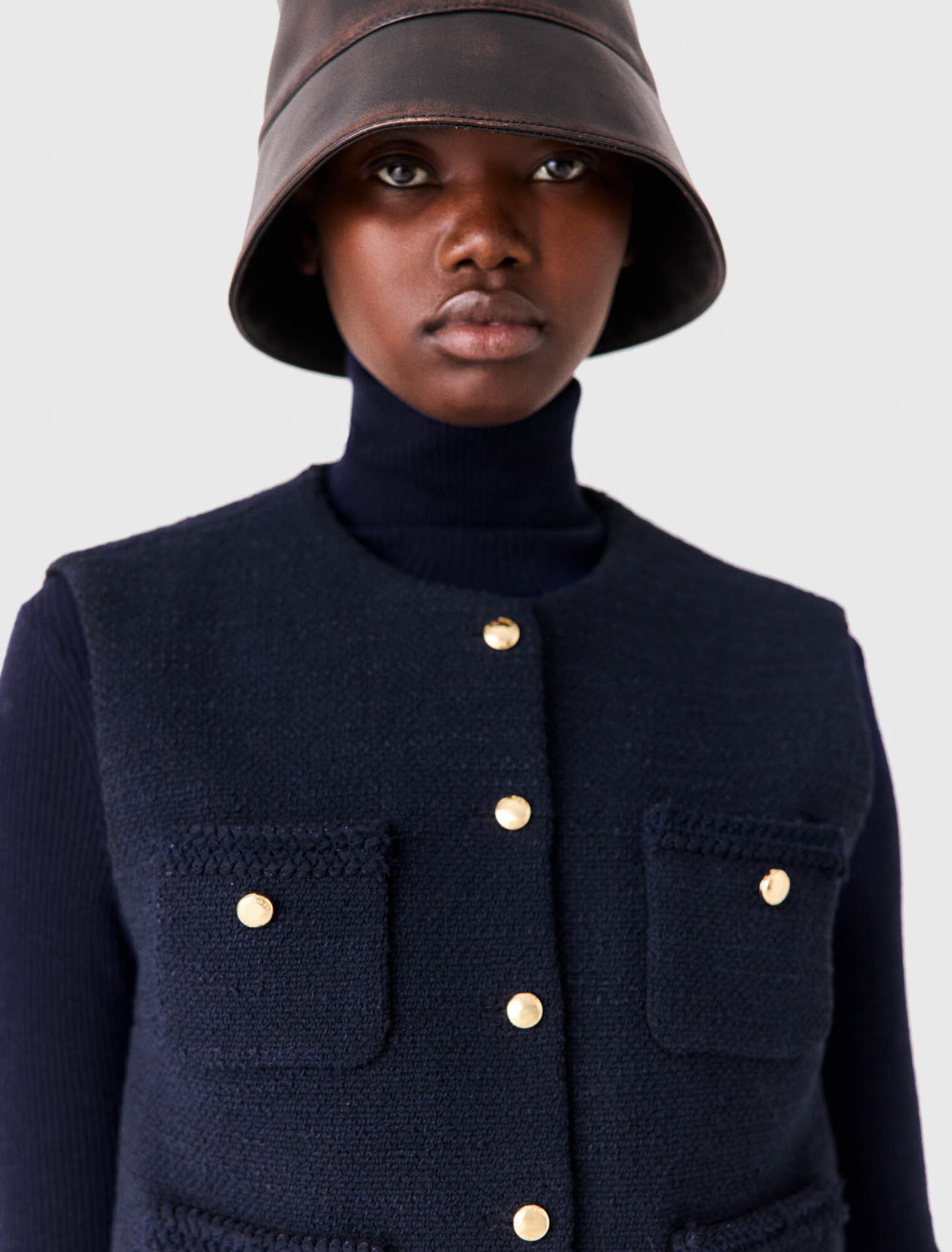 Veste en tweed sans manches