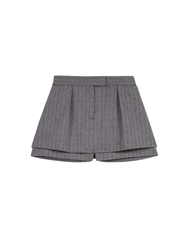Short trompe-l'œil tailleur strassé