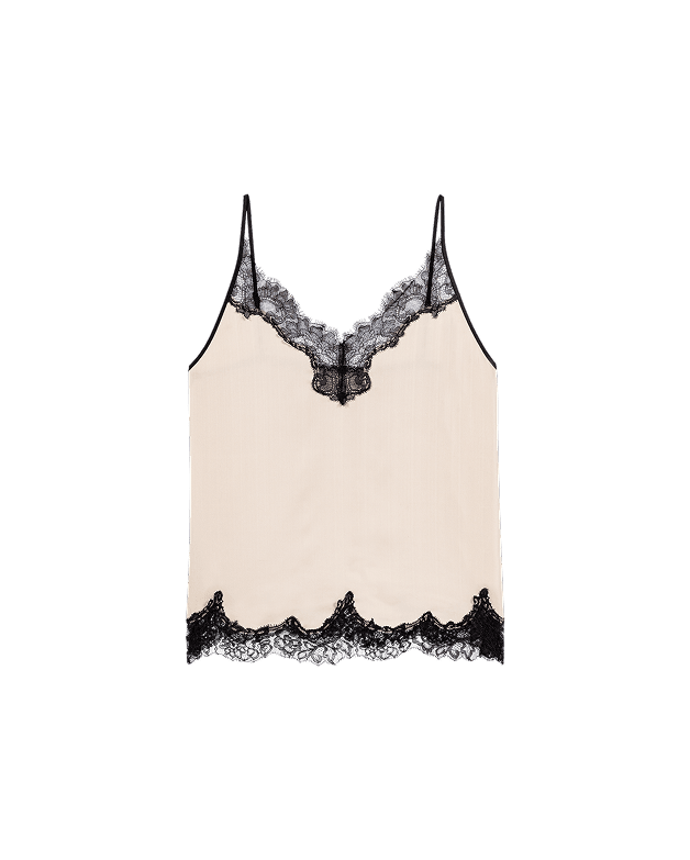 Top satin et détails en dentelle