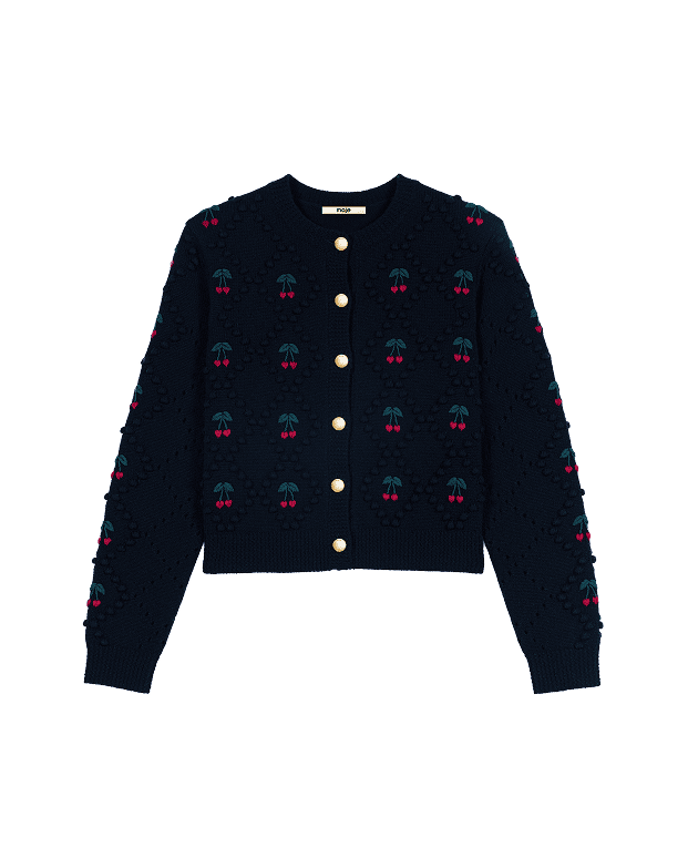 Cardigan avec cerises brodées